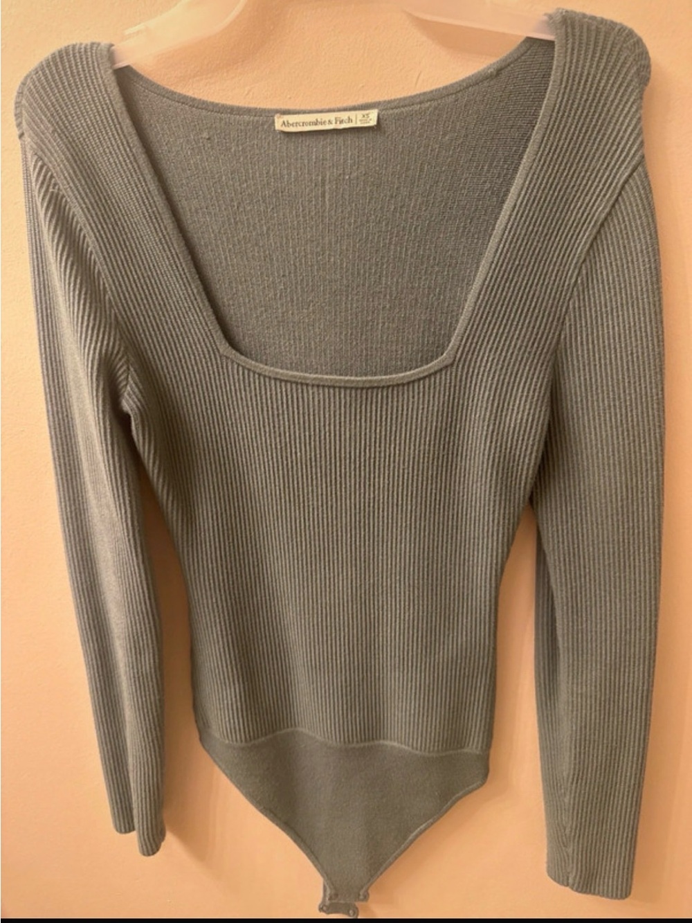 Abercrombie & Fitch Ribbed Square-Neck Bodysuit Sweater